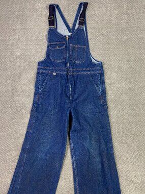 Big Bill Denim Bib Overalls Mens 38 TALL Blue Cotton Workwear Work Distressed